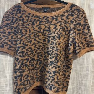 Halogen Animal Print Sweater - Brown and Black